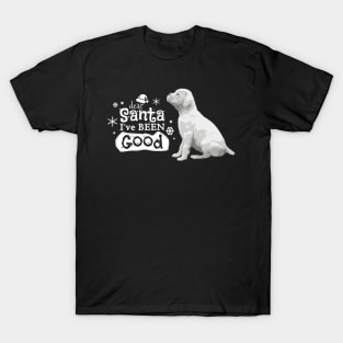 Santa I've Been Good, Christmas White Boxer Puppy T-Shirt